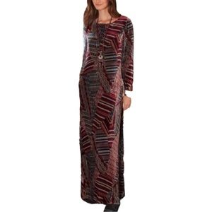 Sundance La Donna Mixed Pattern Silk-Blend Velvet Maxi Holiday Hostess Dress